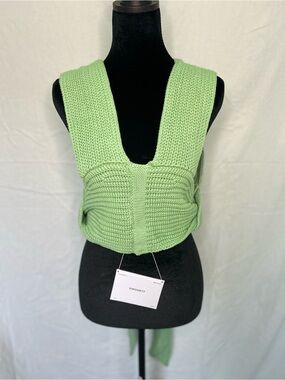 Simonett Green Nanu Convertible Multi Wrap Knit Crop Top Sweater Vest M/L